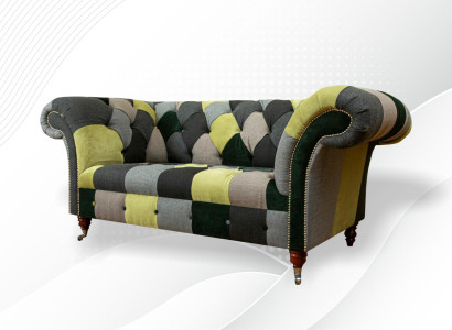 Chesterfield Sofa Couch Upholstery Sofas Classic r 2 Seater Leather Textile Colorful
